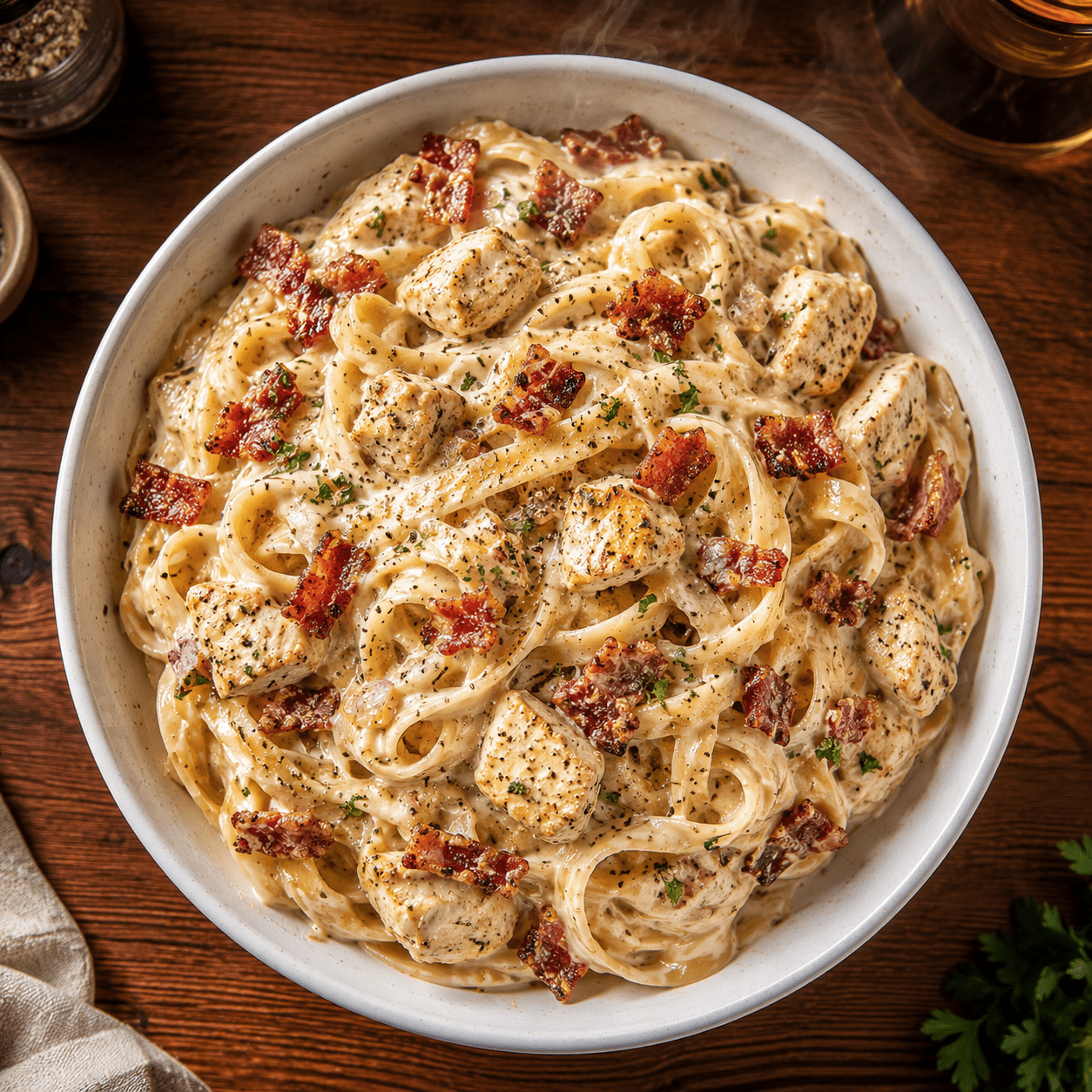 Comfort Chefs Chicken and Bacon Alfredo frozen pasta meal